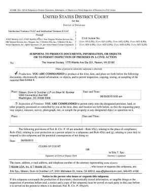 Subpoena to Produce Documents in Civil Action