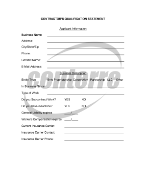 Contractor's Qualification Statement