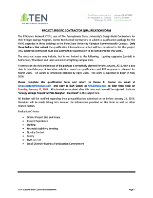 PROJECT SPECIFIC CONTRACTOR QUALIFICATION FORM - opp psu