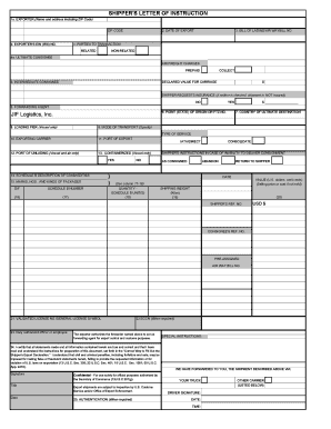 Cosginee - SHIPPERS LETTER OF INSTRUCTION - Jif Logistics