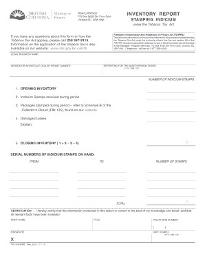 Tobacco Tax Act Inventory Report