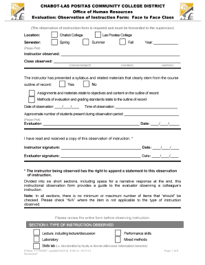 Instruction Observation Form