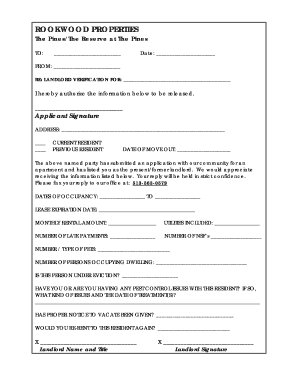 Landlord Verification Form