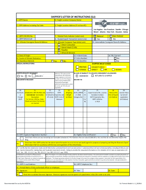 Shipper's Letter of Instructions (SLI)