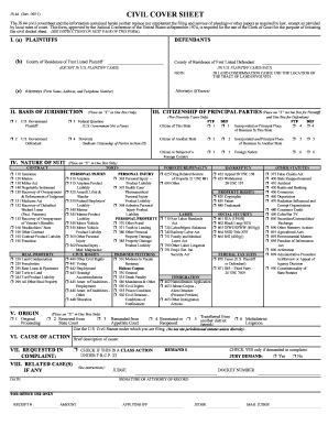 US Federal Civil Cover Sheet