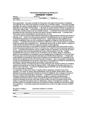Permanent Cosmetics Consent Form