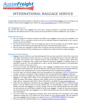 International Baggage Service Request Form