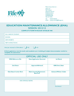 Education Maintenance Allowance Application