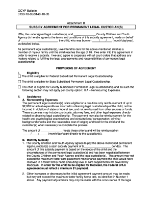 Subsidy Agreement for Permanent Legal Custodians