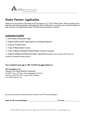 AFS Dealer Partner Application