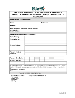 Housing Benefit Direct Payment Form