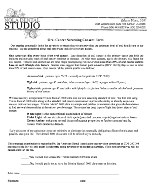 Oral Cancer Screening Consent Form