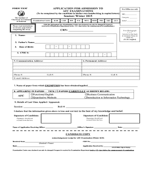 AFC Examination Application Form