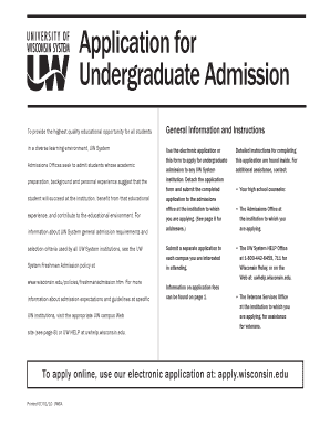 University of Wisconsin System Undergraduate Admission Application