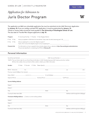 University of Washington Juris Doctor Application