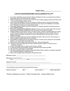 Convulsions/Seizures Management Plan