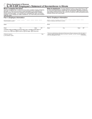 Illinois Employee’s Statement of Nonresidence