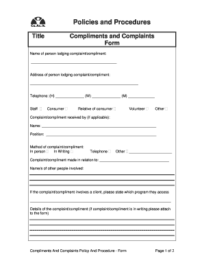 Compliments and Complaints Form