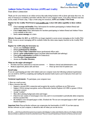 Anthem Online Provider Services Registration Form