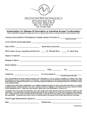 Authorization For Release Of Medical Information