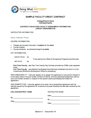 Faculty Credit Contract