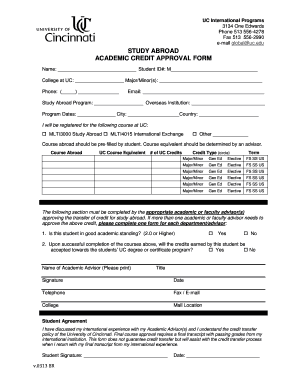 Study Abroad Academic Credit Approval Form