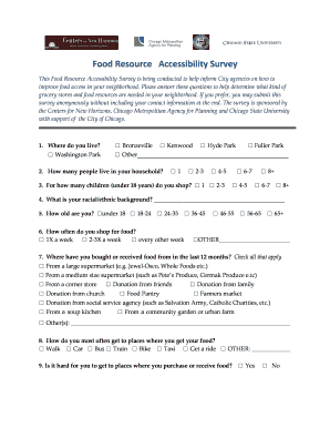 Food Resource Accessibility Survey