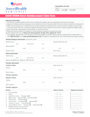Davis Vision Direct Reimbursement Claim Form