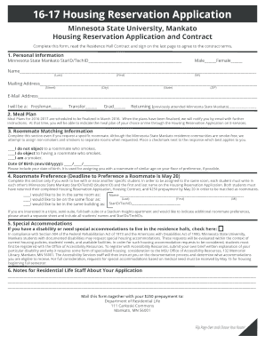 Housing Reservation Application and Contract