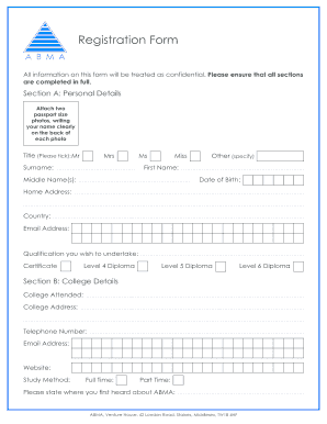 Registration Form for ABMA Diploma Programs