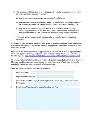University of West Florida Outside Activity and Conflict of Interest Form