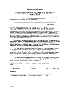 Wesleyan University Permission Waiver