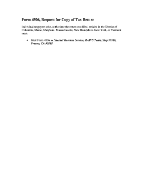 IRS Form 4506 Request for Copy of Tax Return