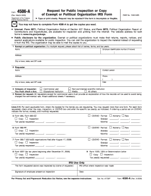 IRS Form 4506-A Request for Public Inspection or Copy