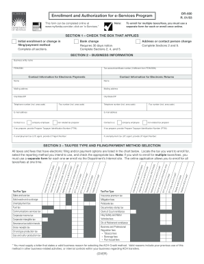 Florida e-Services Enrollment and Authorization Form DR-600