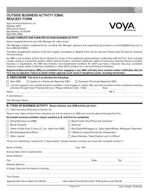 Voya Financial Advisors Outside Business Activity Request Form