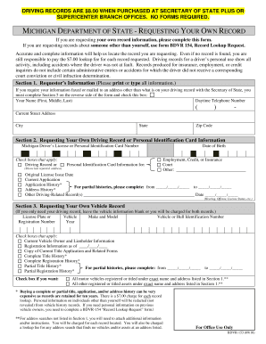 Michigan Driving Record Request Form