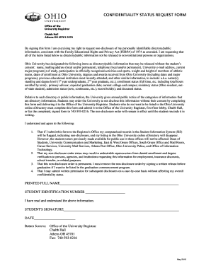Confidentiality Status Request Form
