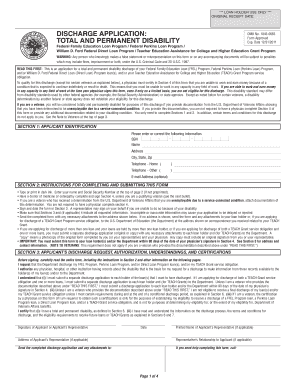Total and Permanent Disability Discharge Application