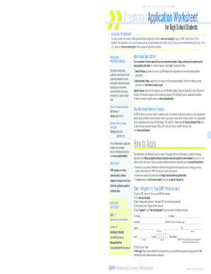 CUNY Freshman Application Worksheet