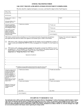 UK Stock Transfer Form for Unit Trusts and Open-Ended Investment Companies