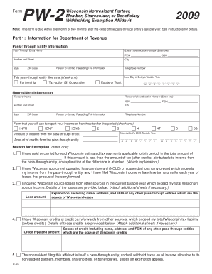 Wisconsin Nonresident Withholding Exemption Affidavit