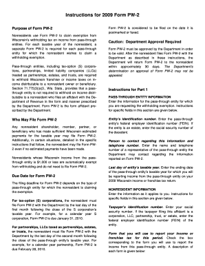 Wisconsin Form PW-2