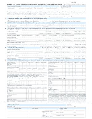 Franklin Templeton Mutual Fund Application Form