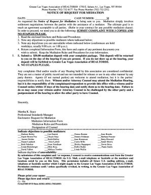 Notice of Request for Mediation