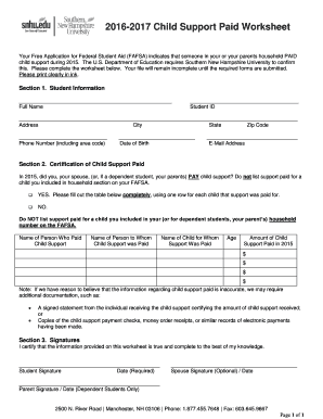 Child Support Paid Worksheet