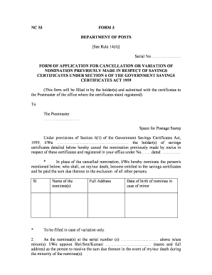 Government Savings Certificate Nomination Cancellation Form