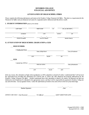 Attestation of High School Graduation Form