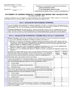 Chapter 7 Means Test Calculation Form