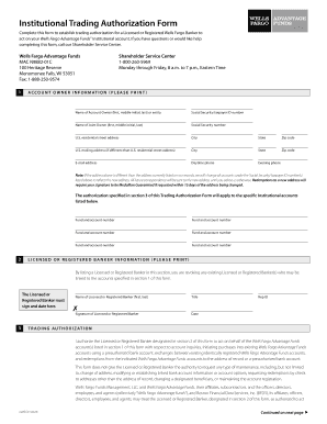 Wells Fargo Institutional Trading Authorization Form